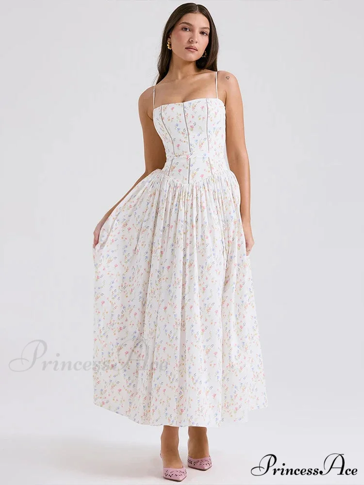 Print Waist Encircle A-line Holiday Dress - Image 2