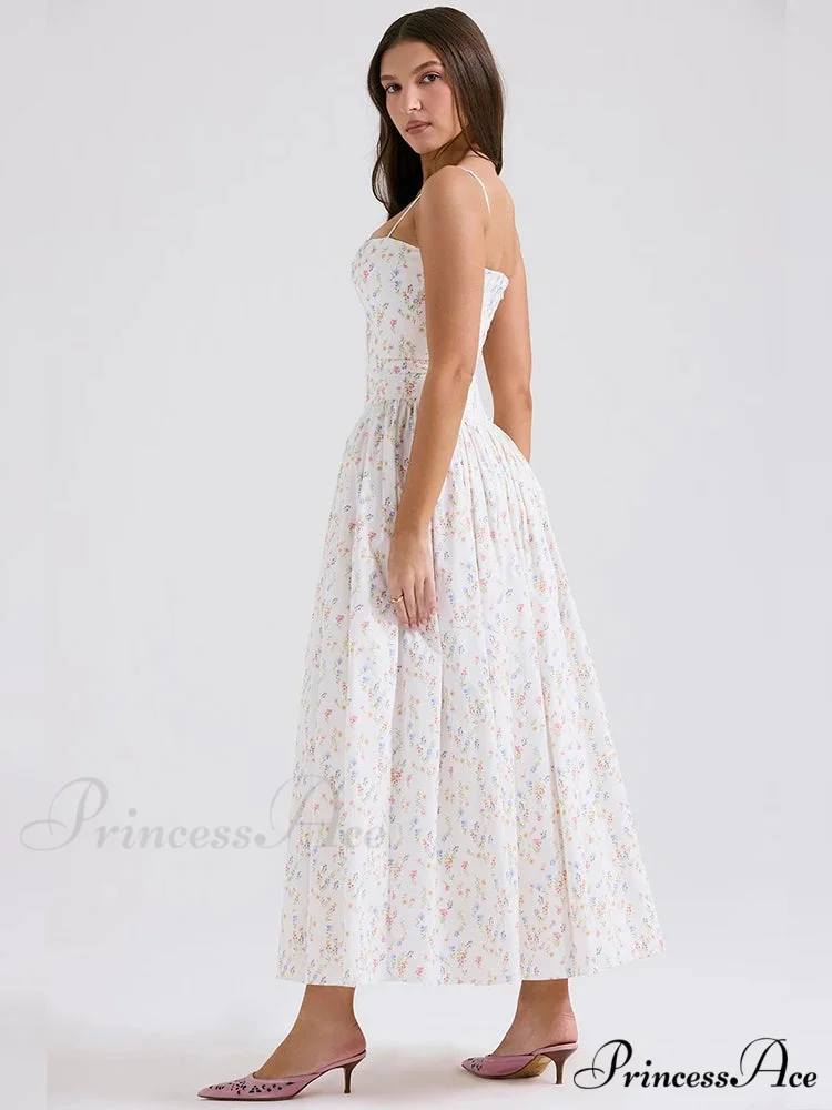 Print Waist Encircle A-line Holiday Dress - Image 3