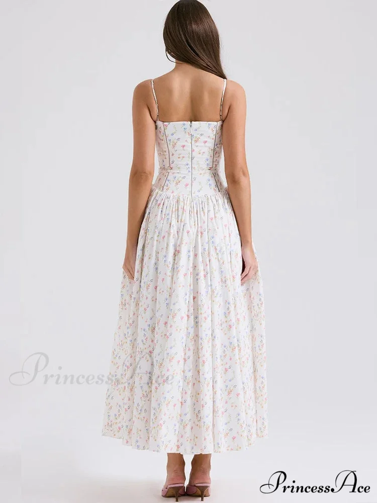 Print Waist Encircle A-line Holiday Dress - Image 4