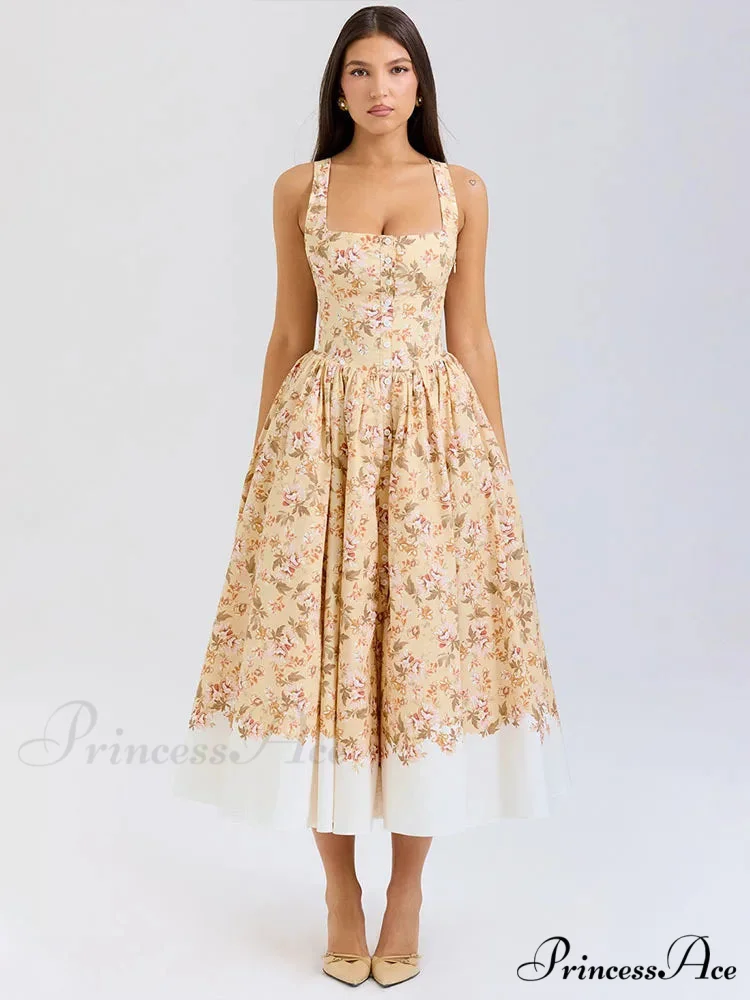 Print Waist Encircle A-line Holiday Dress - Image 9