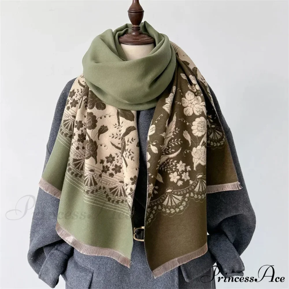 Printed Cashmere Winter Pashmina Scarf - Image 7