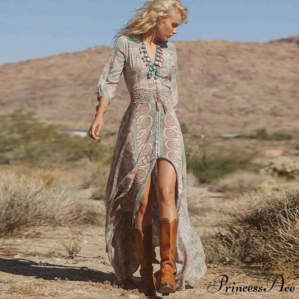 Printed Chiffon Bohemian Dress