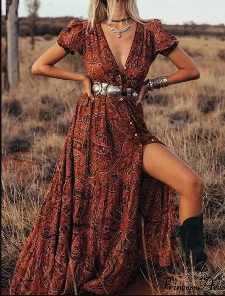 Printed Chiffon Bohemian Dress - Image 3