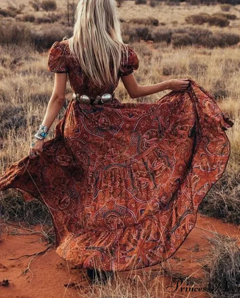 Printed Chiffon Bohemian Dress - Image 4