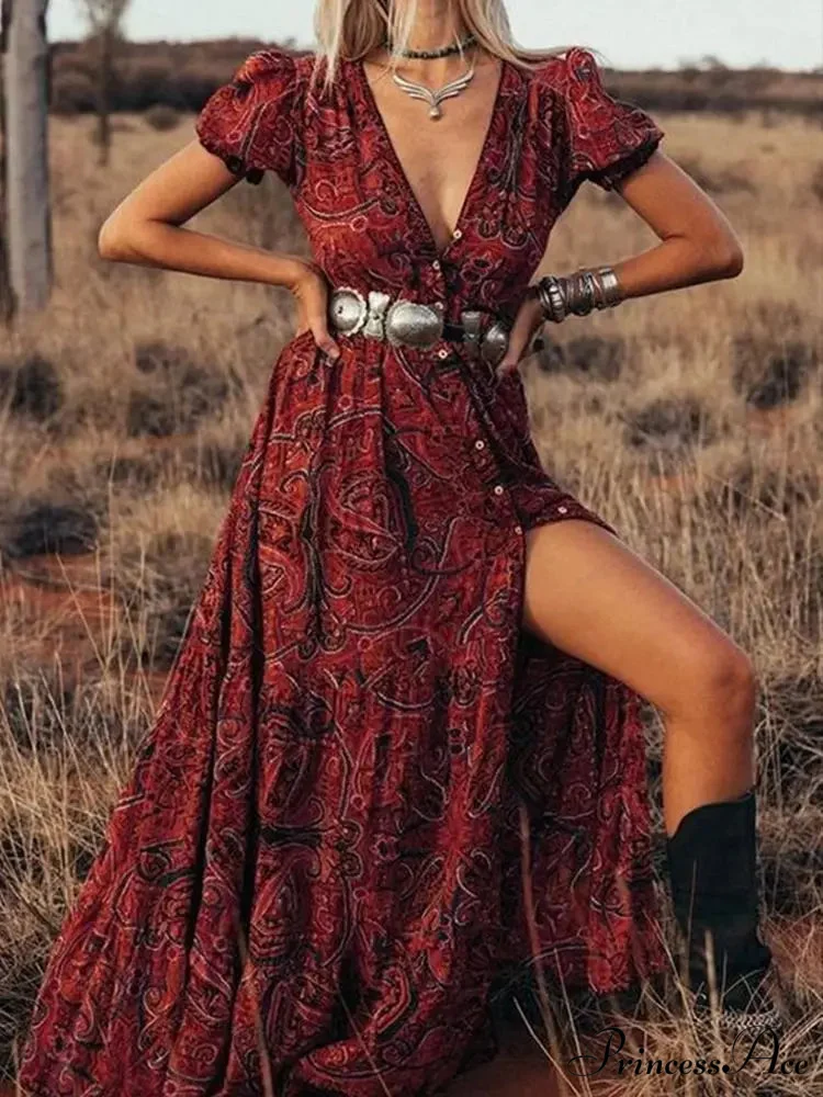 Printed Chiffon Bohemian Dress - Image 5