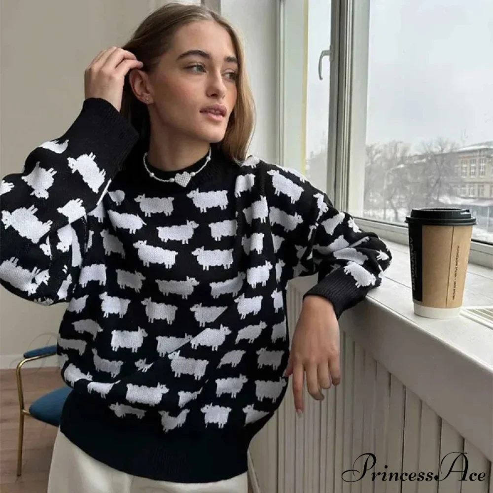 Printed Circular Neck Informal Extended Sleeve Jumper - Image 5