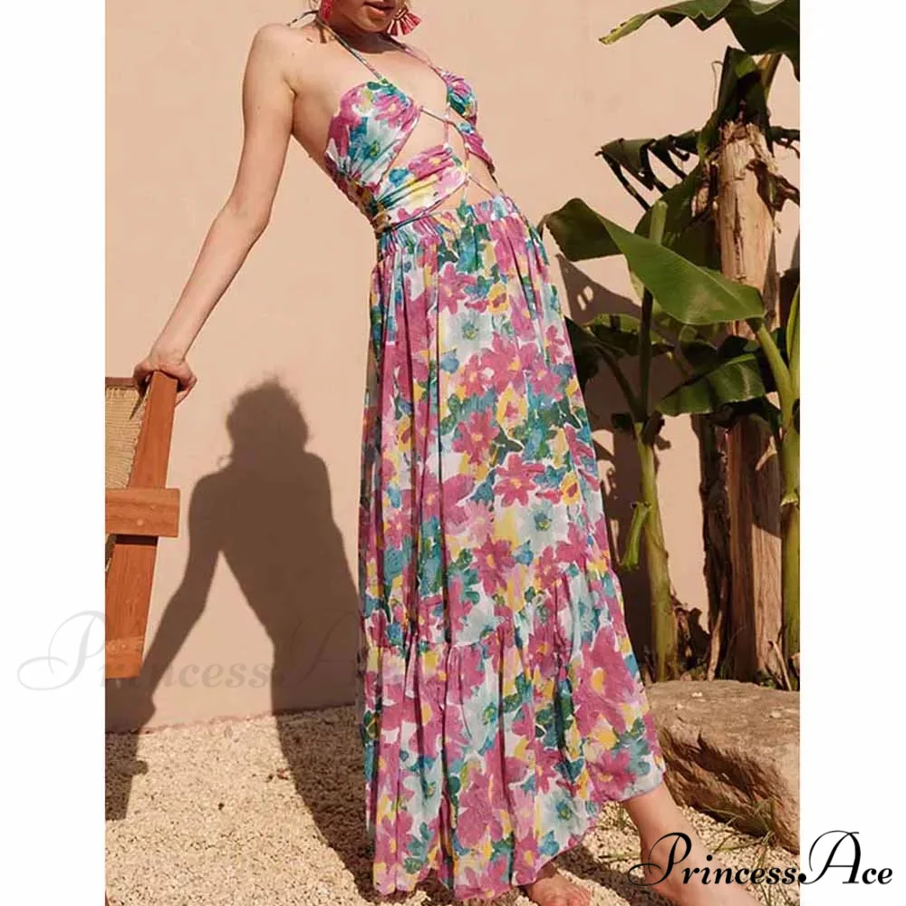 Printed Cutouts Bind One Piece Swimsuit - Image 2