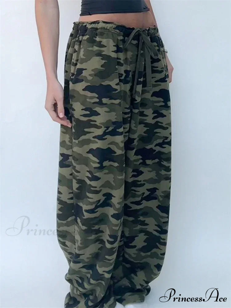 Printed Elastic Low Waist Wide Leg Trouser - Image 4