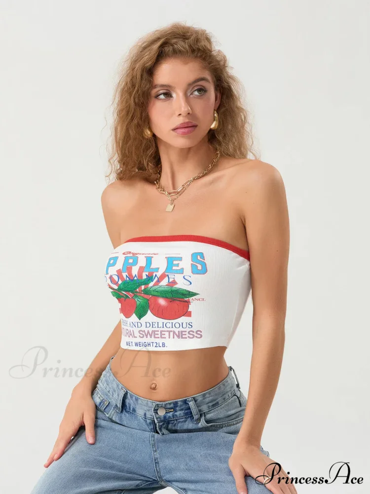 Printed Off-shoulder Sleeveless Wrap Tube Top - Image 2