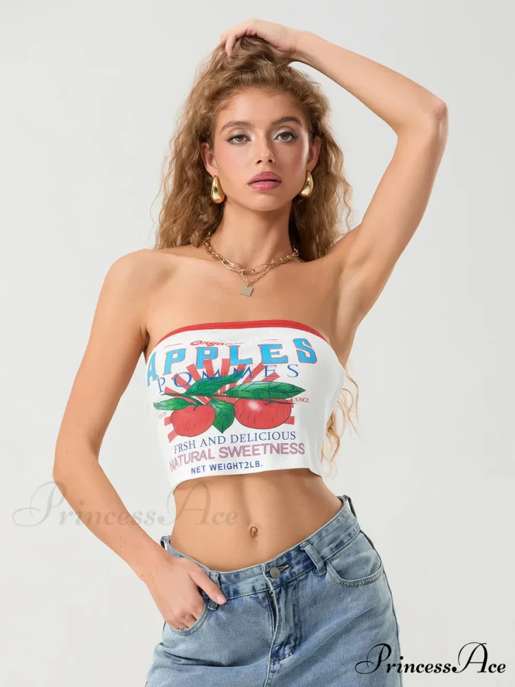 Printed Off-shoulder Sleeveless Wrap Tube Top - Image 3