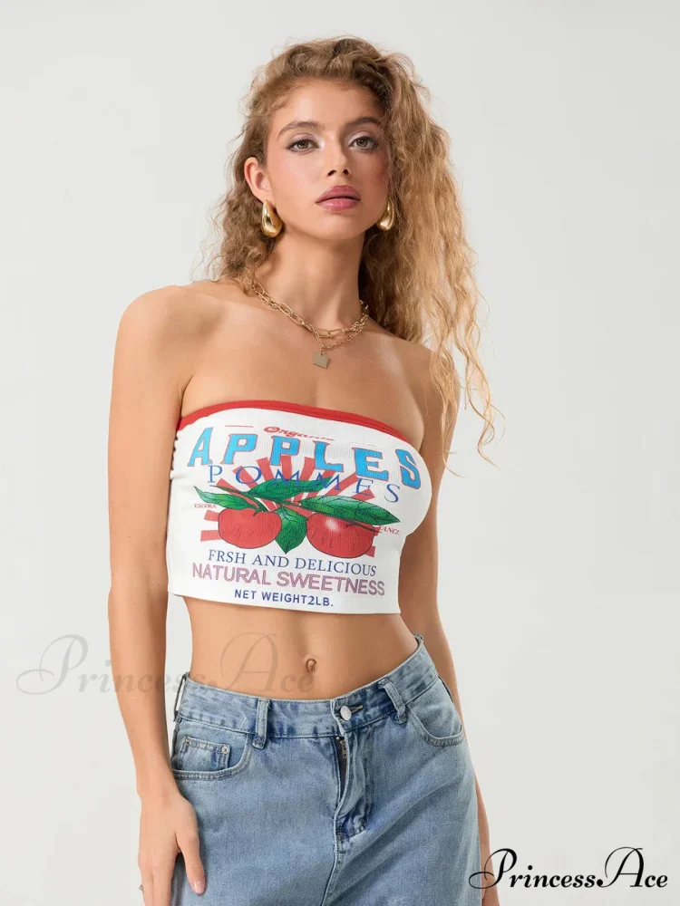 Printed Off-shoulder Sleeveless Wrap Tube Top - Image 4