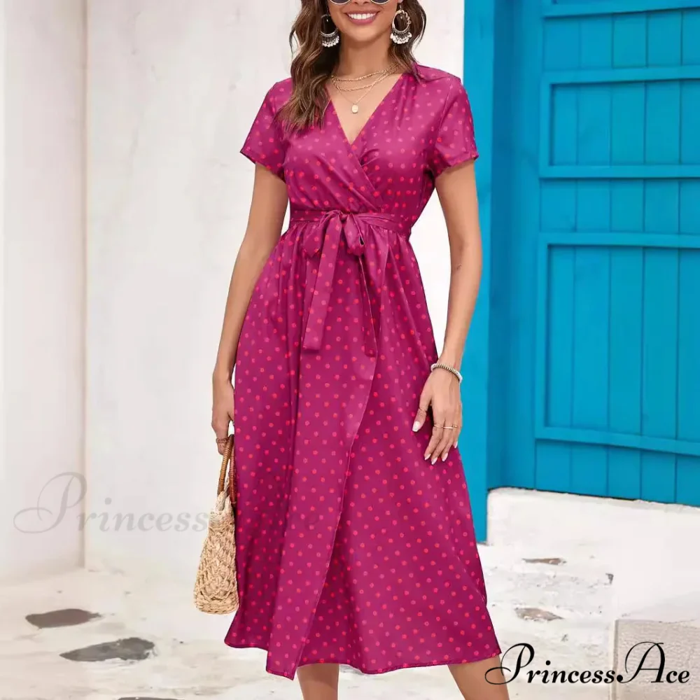Printed V-neck Summer Dress - Image 3