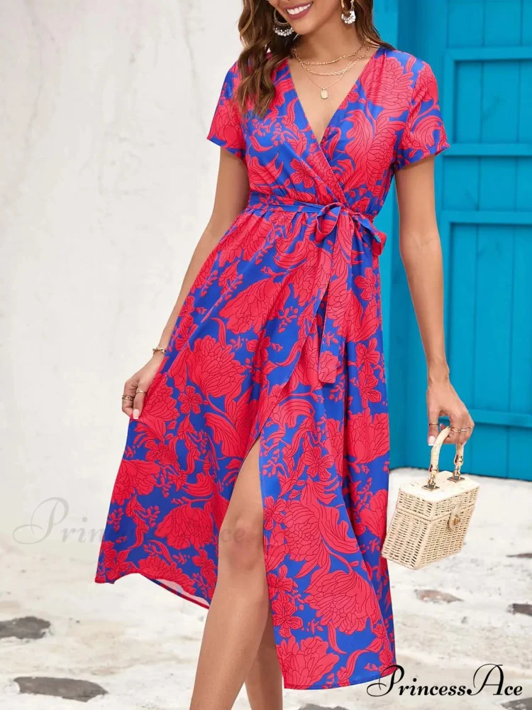 Printed V-neck Summer Dress - Image 8