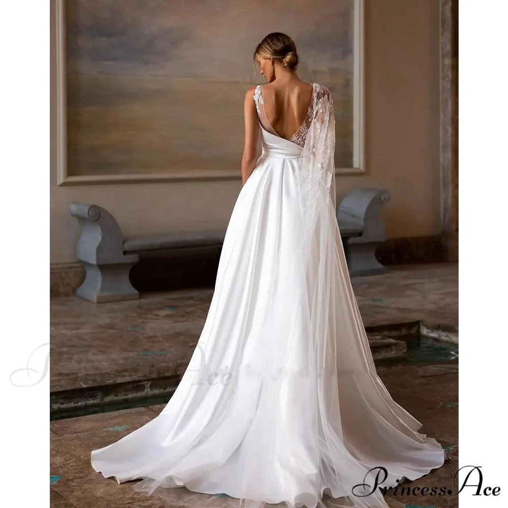 Profound Plunging Neckline Extended Tail Bridal Gown - Image 2