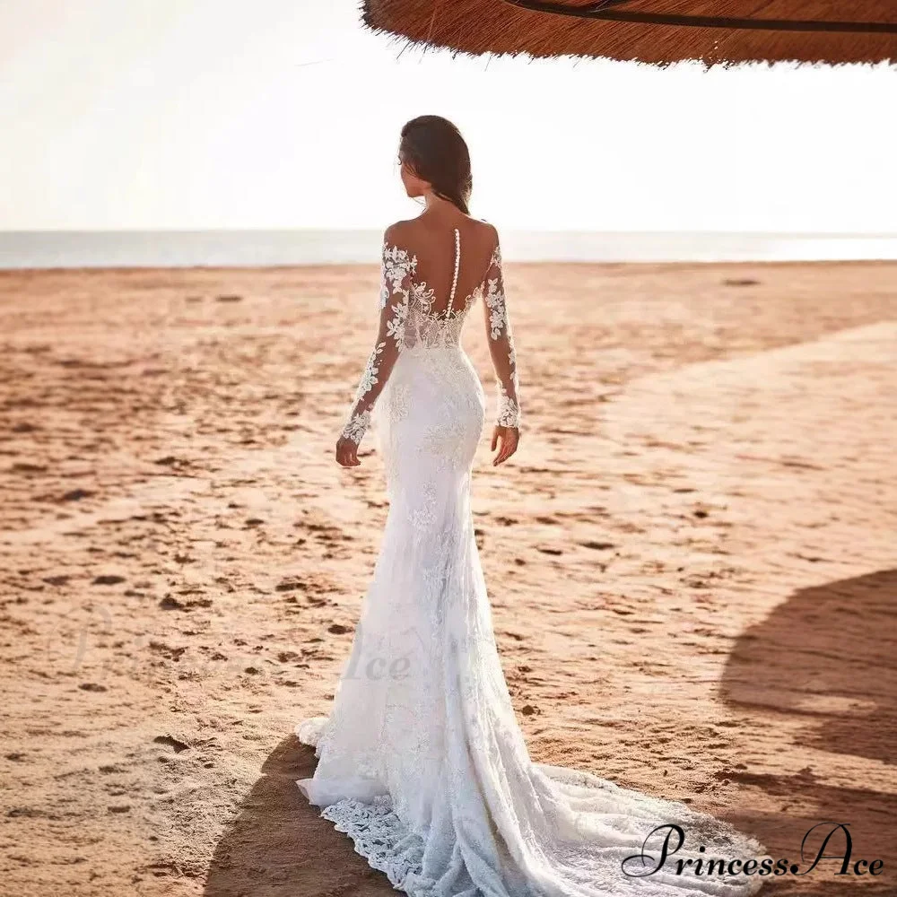 Profound Plunging Neckline Lace Mermaid Bridal Gown - Image 2