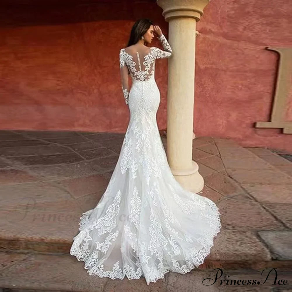 Profound Plunging Neckline Lace Mermaid Bridal Gown - Image 2