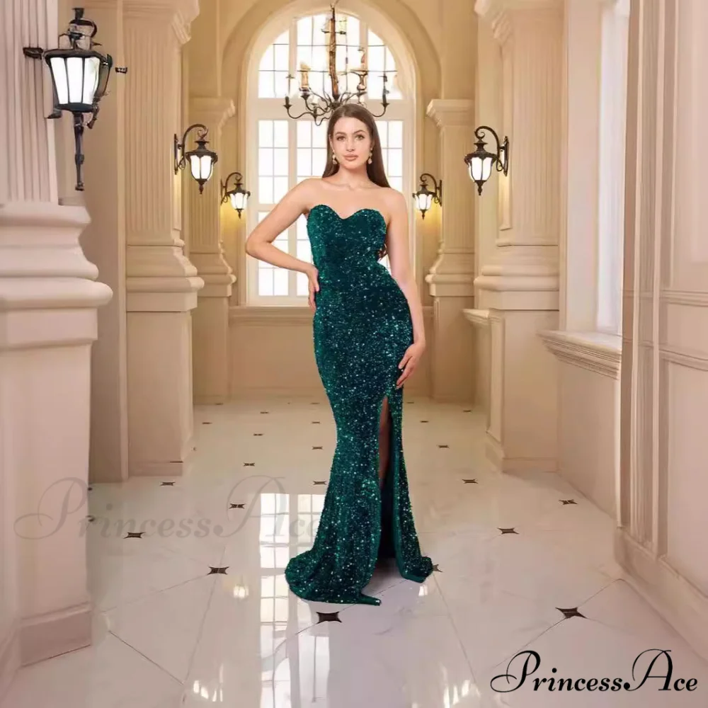 Profound Plunging Neckline Sparkling Evening Prom Gown - Image 3