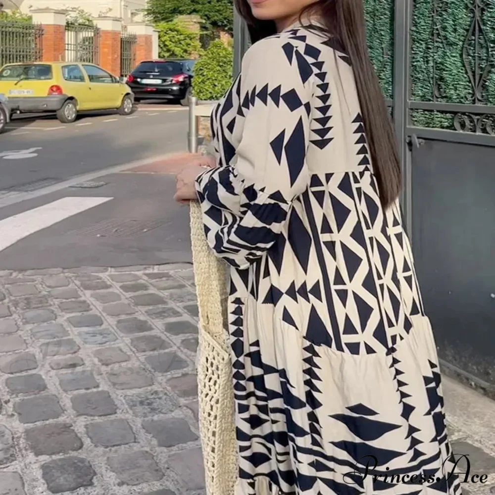 Prolonged Sleeve Ruffled Bohemian Dress - Image 2