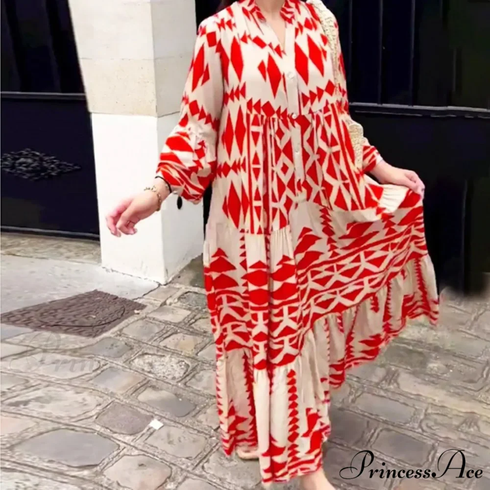 Prolonged Sleeve Ruffled Bohemian Dress - Image 6