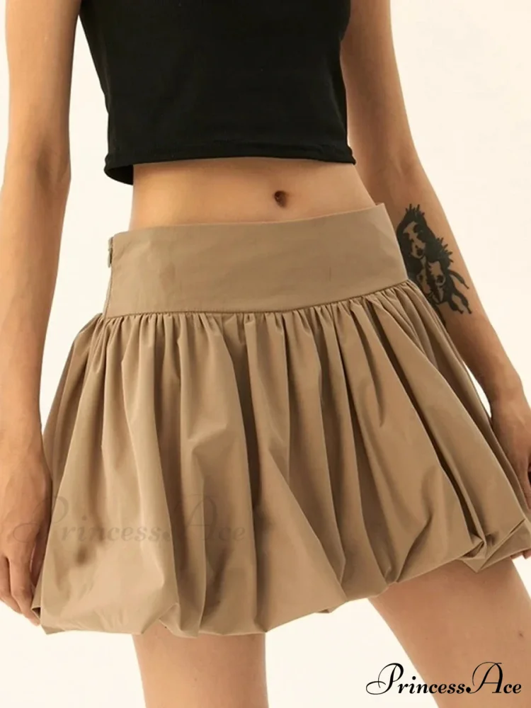 Puffy Frill Hem Pleated Skirt - Image 3
