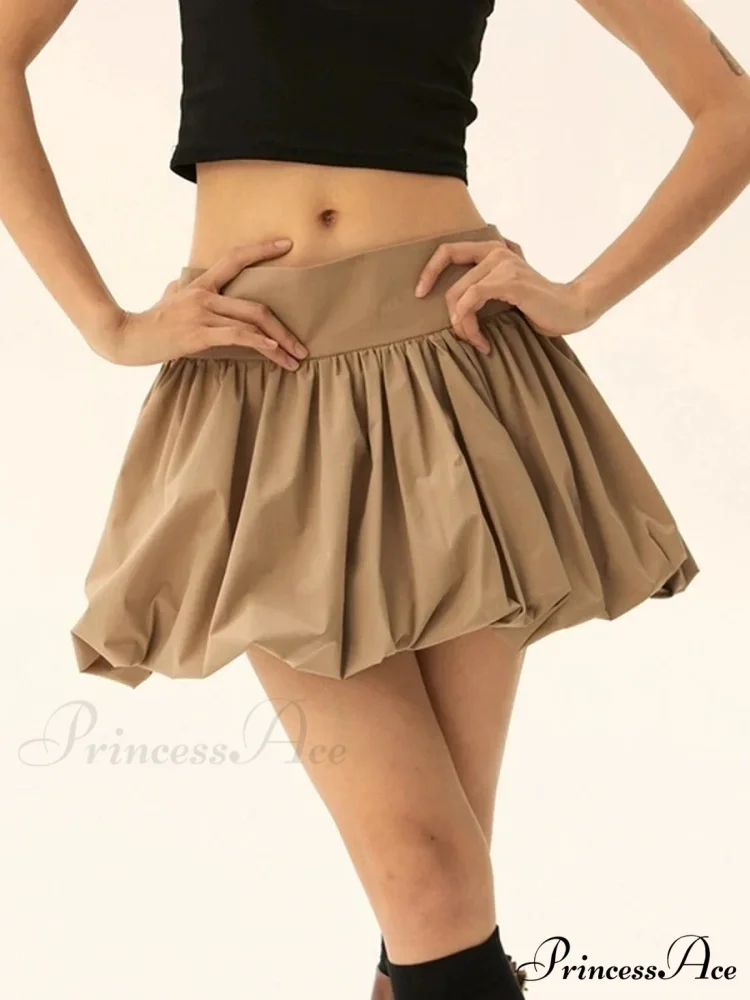 Puffy Frill Hem Pleated Skirt - Image 4
