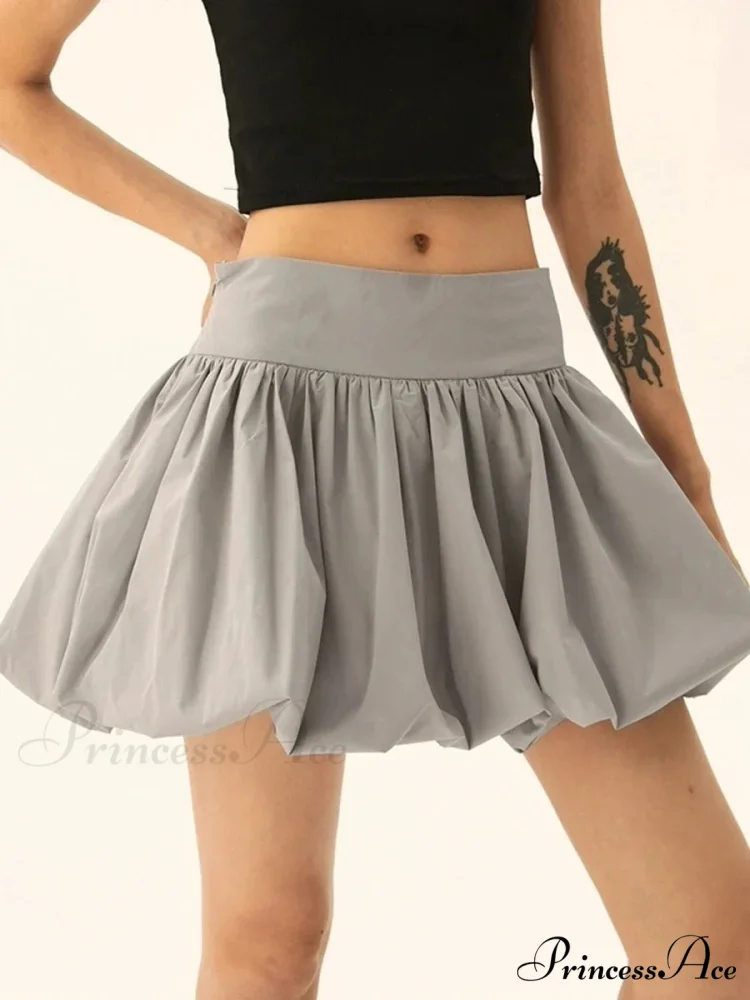 Puffy Frill Hem Pleated Skirt - Image 5