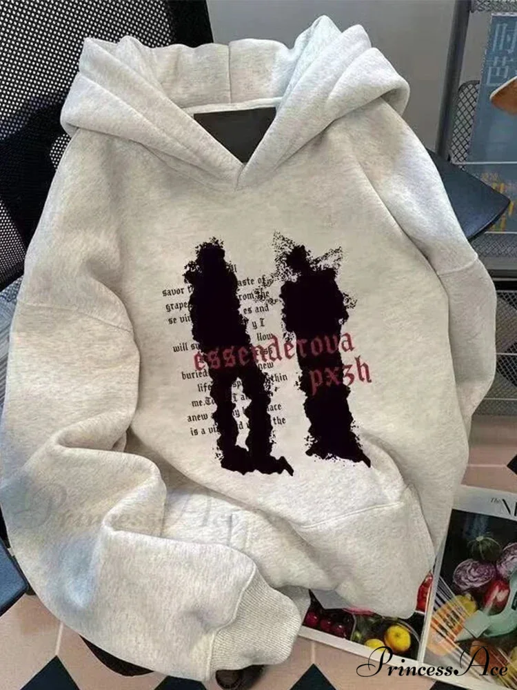 Rebellious Concept Figure Print Cotton Hoodie - Image 3