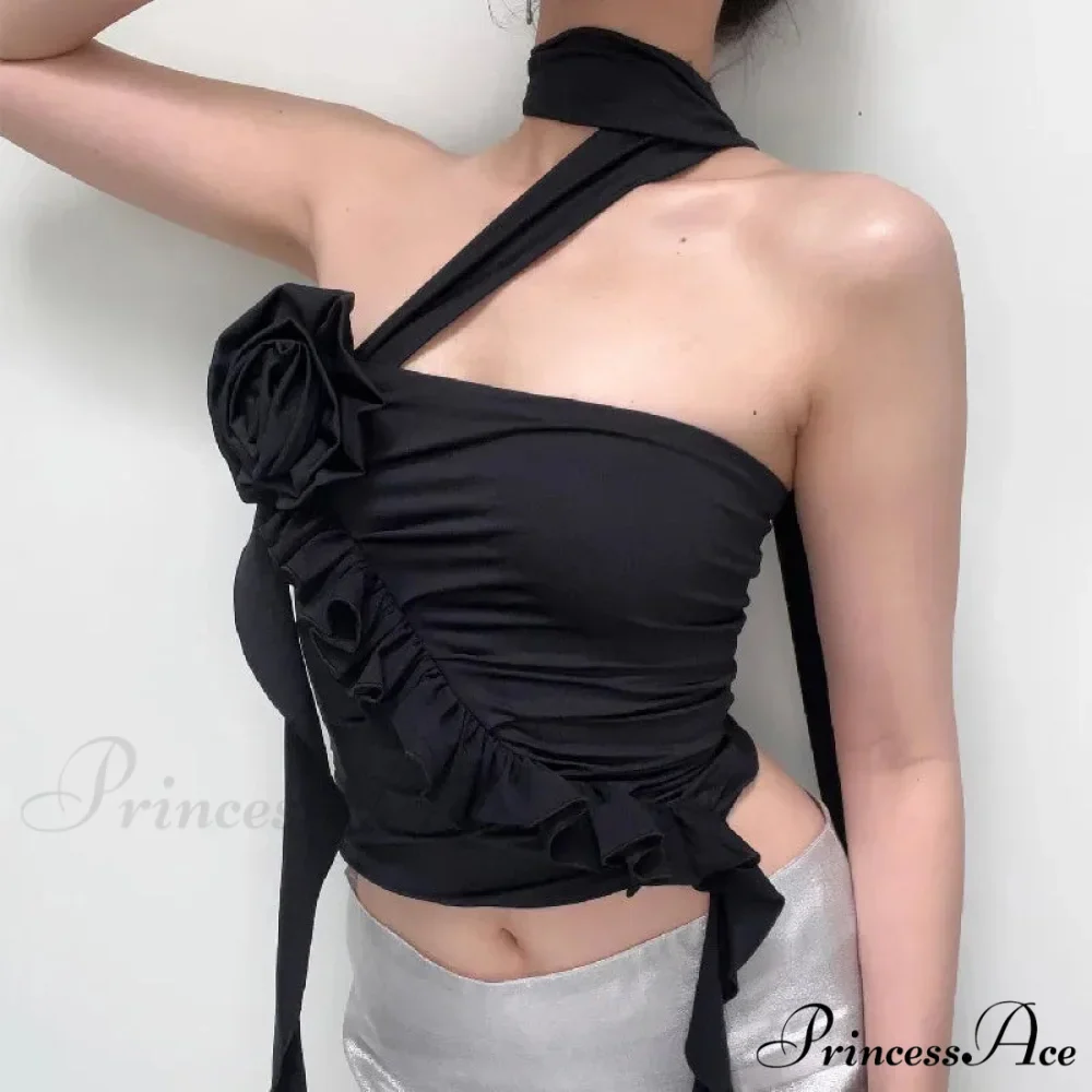 Red Bandage Off Shoulder Halter Backless Bare Midriff Tube Crop Top - Image 5