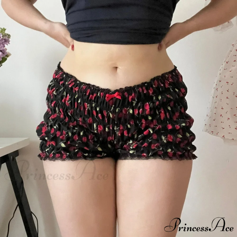 Red Print Frilly Bloomer Short - Image 2