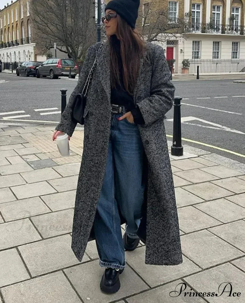 Red Scarf Collar Lace-Up Overcoat