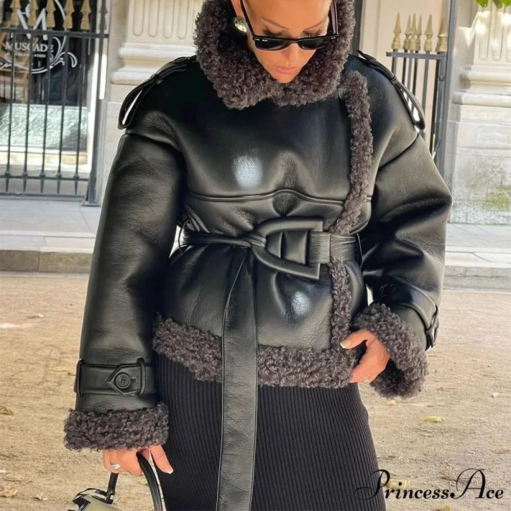 Red Scarf Collar Lace-Up Overcoat - Image 10