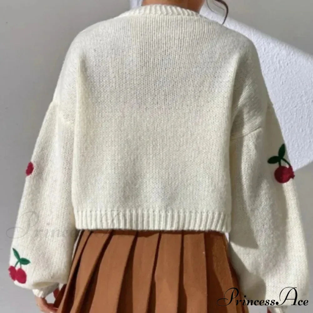 Red Stitching Baggy Full Sleeve Informal Knit Cardigan - Image 5