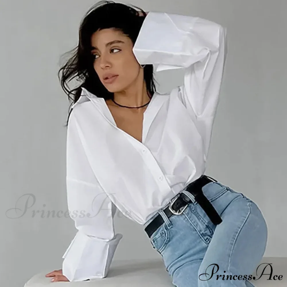 Relaxed Baggy Ivory Top Fall Blouse - Image 3