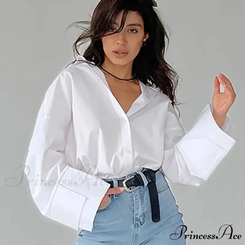Relaxed Baggy Ivory Top Fall Blouse - Image 4