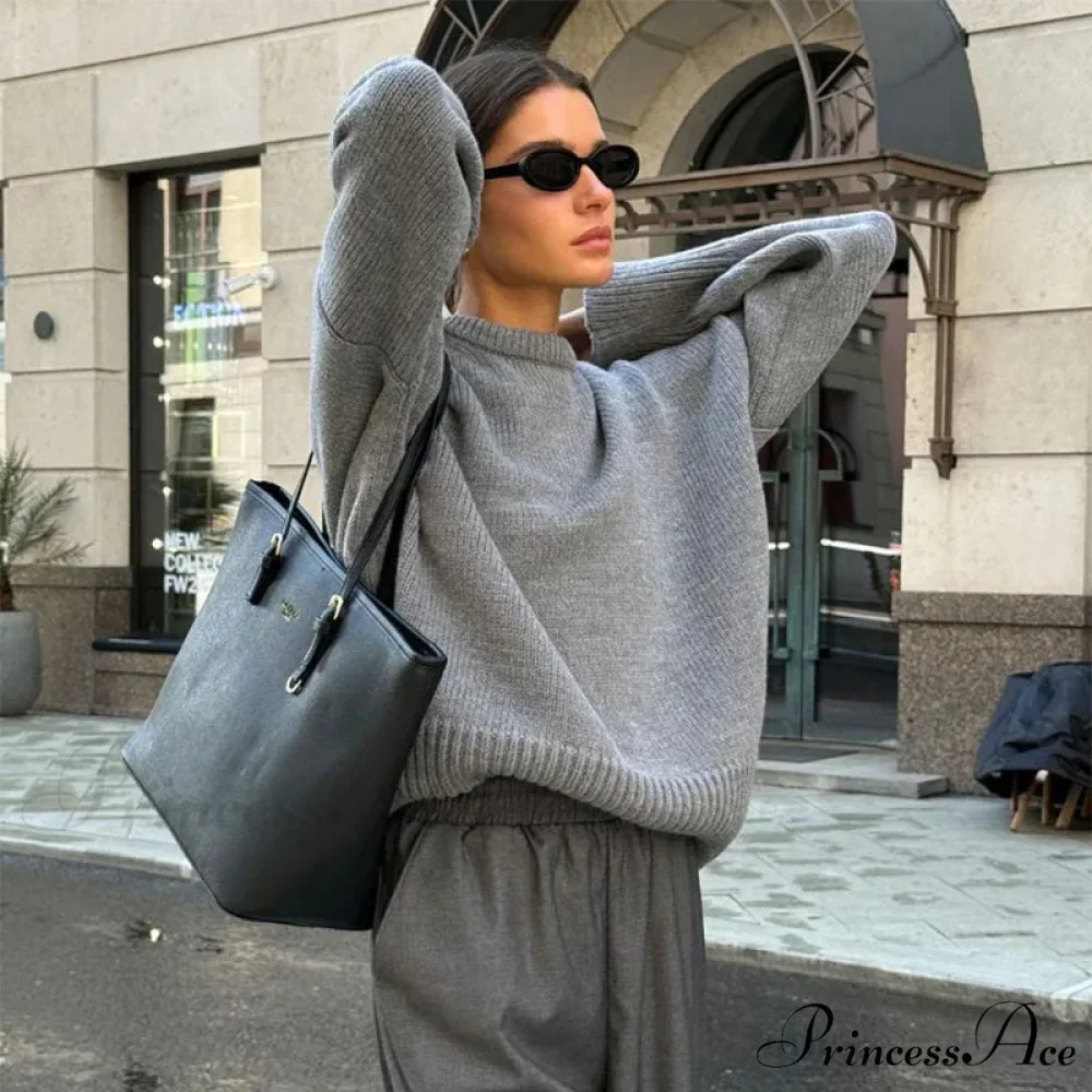 Relaxed O-neck Informal Urban Sweater - Image 2
