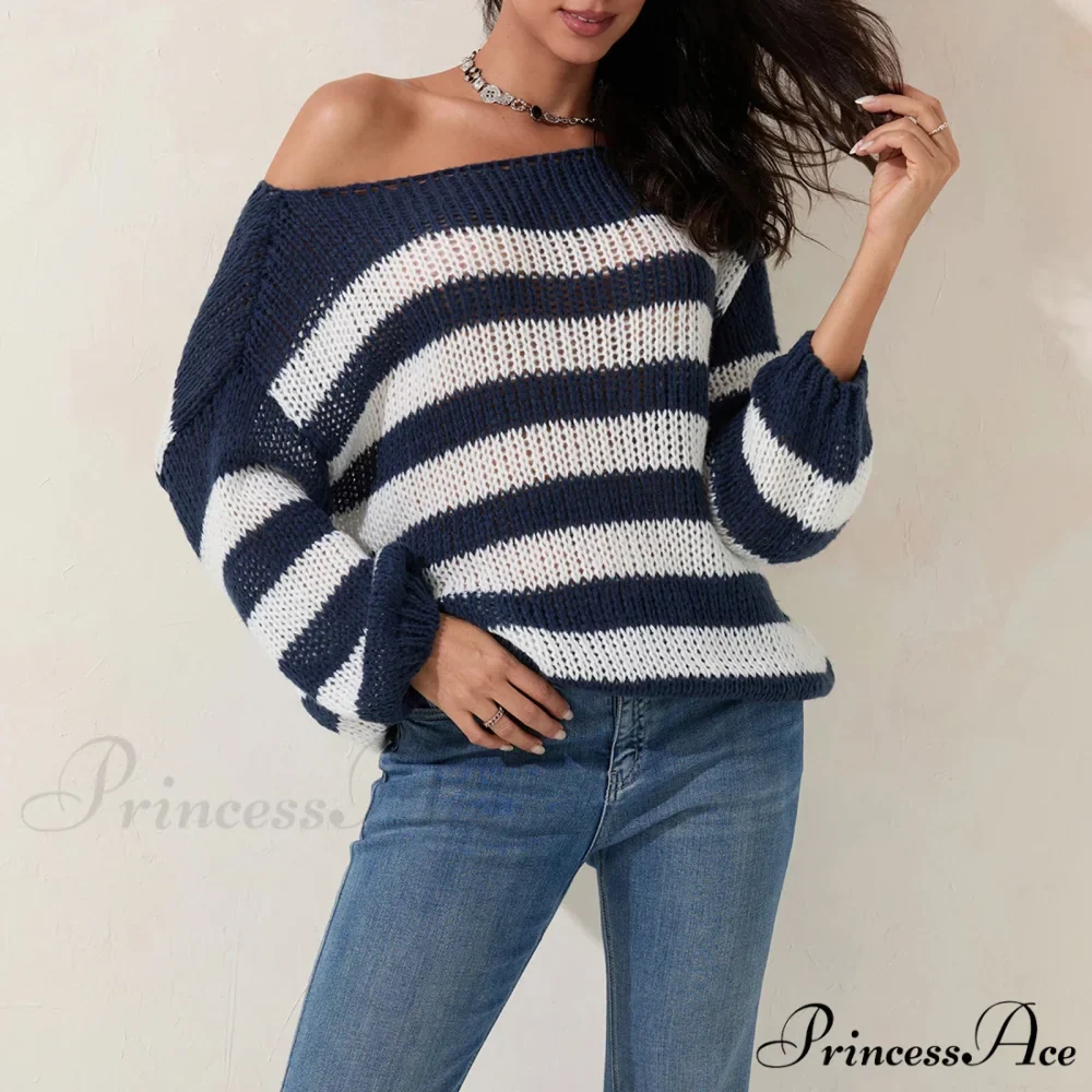 Retro Banded Boat Neck Sweater - Image 2