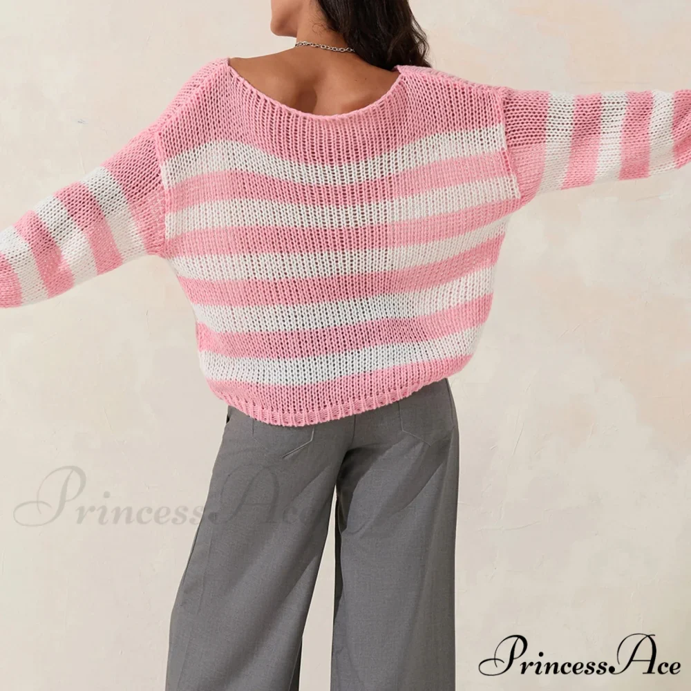 Retro Banded Boat Neck Sweater - Image 5
