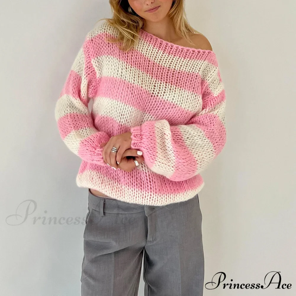 Retro Banded Boat Neck Sweater - Image 6