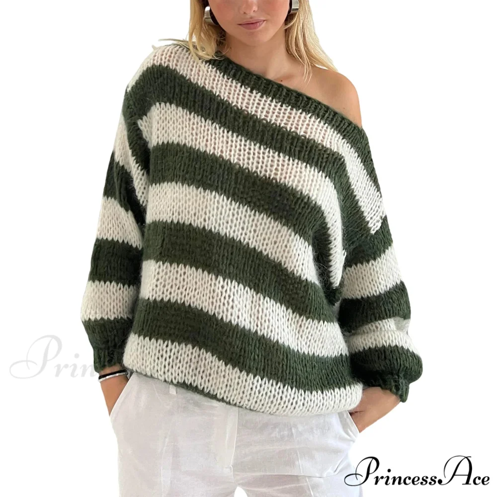 Retro Banded Boat Neck Sweater - Image 7