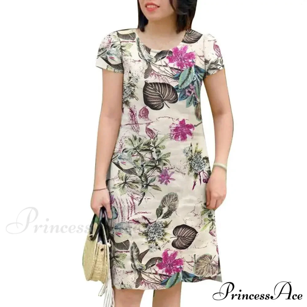 Retro Brief Sleeve Flower Vacation Flower Dress - Image 4