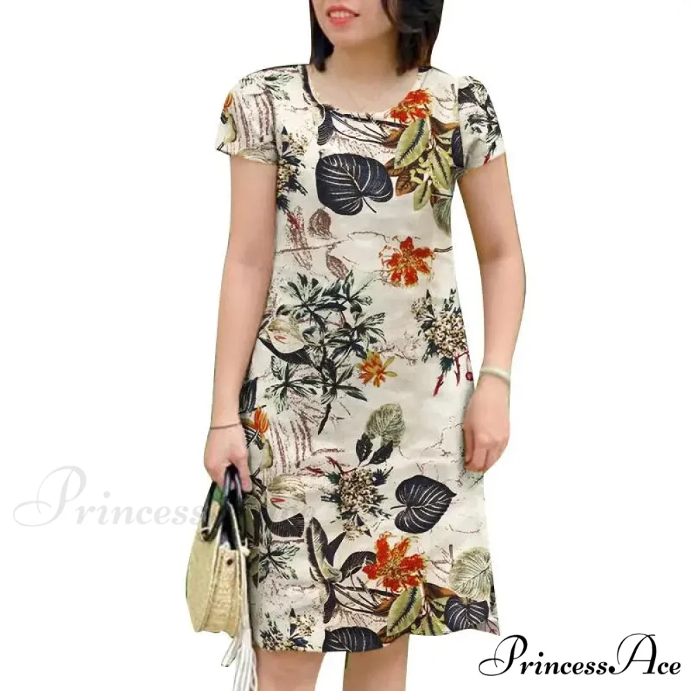 Retro Brief Sleeve Flower Vacation Flower Dress - Image 5