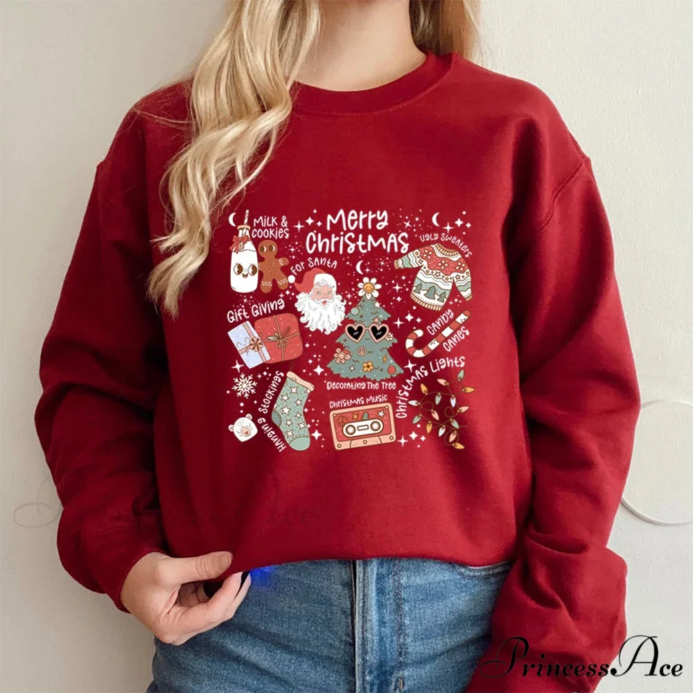 Retro Cheerful Aesthetic Santa Warm Hoodie - Image 11