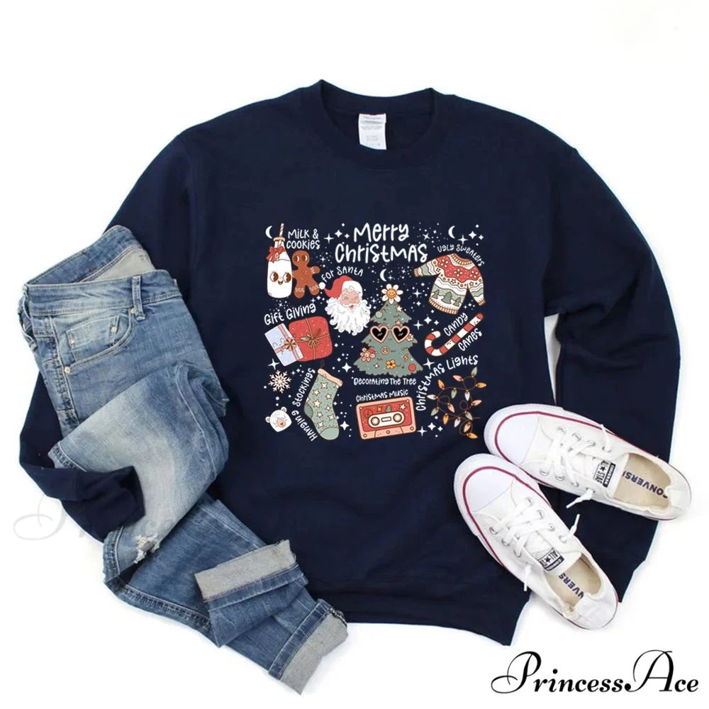 Retro Cheerful Aesthetic Santa Warm Hoodie - Image 12