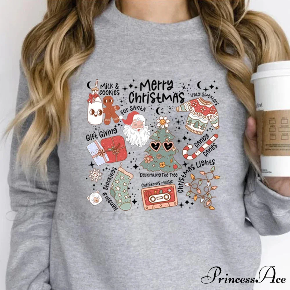 Retro Cheerful Aesthetic Santa Warm Hoodie - Image 2