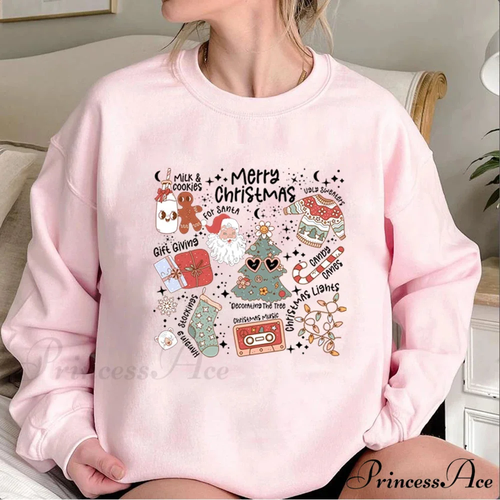 Retro Cheerful Aesthetic Santa Warm Hoodie - Image 3