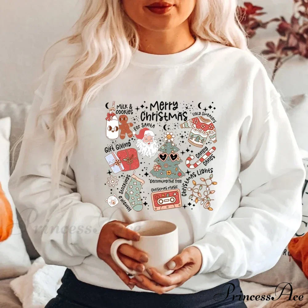 Retro Cheerful Aesthetic Santa Warm Hoodie - Image 4
