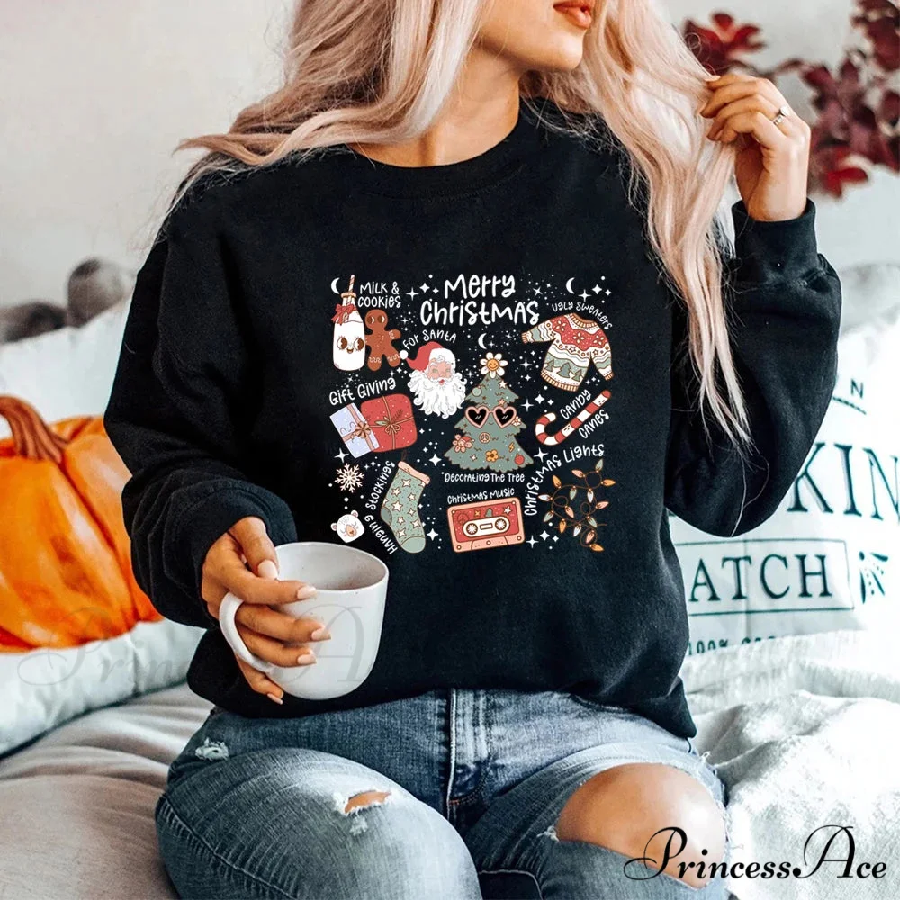 Retro Cheerful Aesthetic Santa Warm Hoodie - Image 5