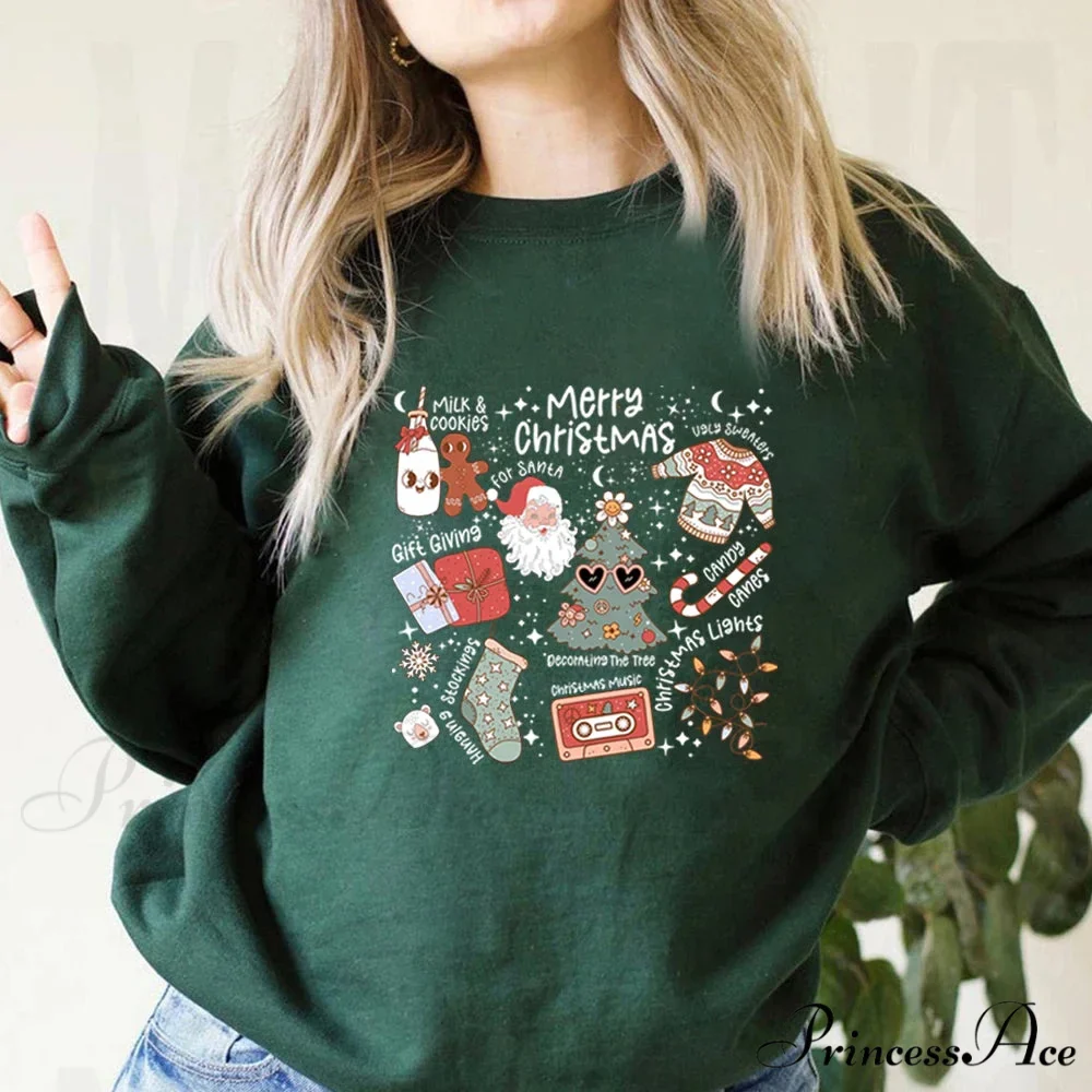 Retro Cheerful Aesthetic Santa Warm Hoodie - Image 6