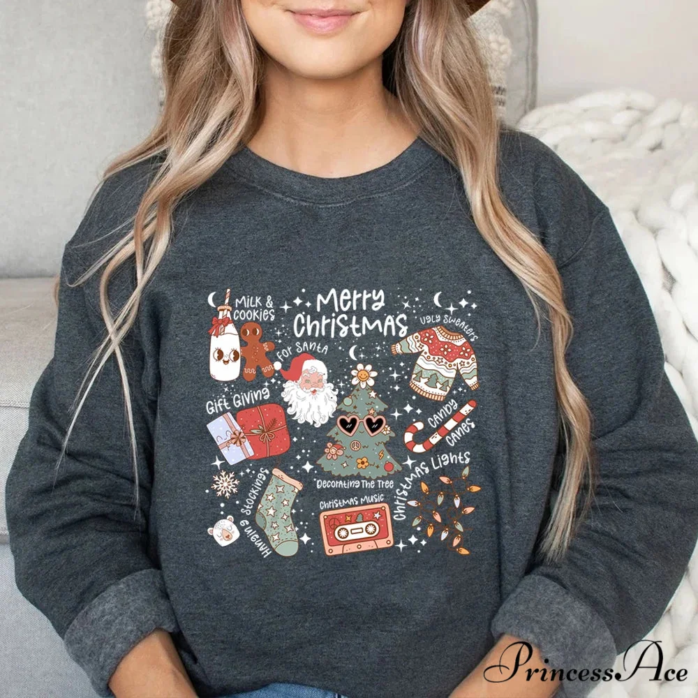 Retro Cheerful Aesthetic Santa Warm Hoodie - Image 7