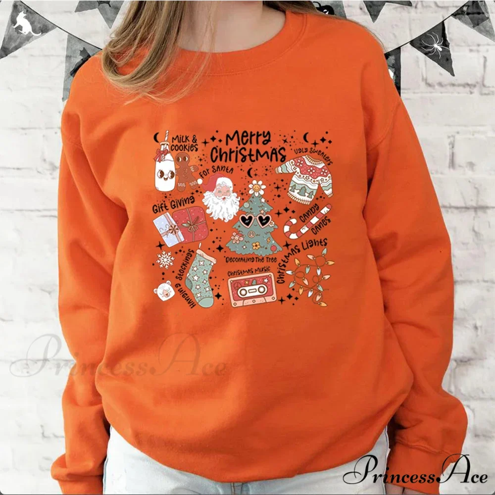 Retro Cheerful Aesthetic Santa Warm Hoodie - Image 8